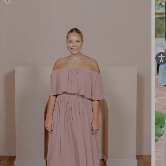 Revelry Pink Pleated Sweetheart Neckline bridesmaids dress size 14 - Picture 2 of 5